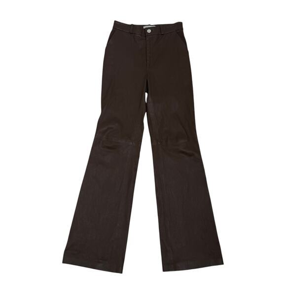 L'Academie Mila Brown Leather Bootcut Pants Size S - Picture 1 of 8